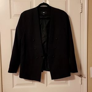 H&M Collarless Double Breasted Open Blazer